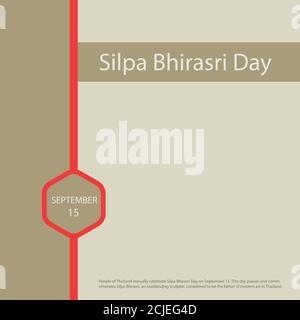 The people of Thailand annually celebrate Silpa Bhirasri Day on September 15. Stock Vector