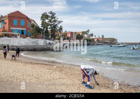 The beach on Gorée Island, Dakar, Senegal Stock Photo