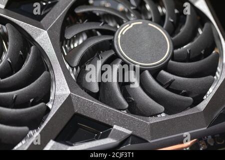 video grafic card cooler close up. concept computer harware Stock Photo
