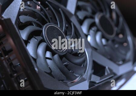 modern black computer video graphics card electronic device or computer part Stock Photo