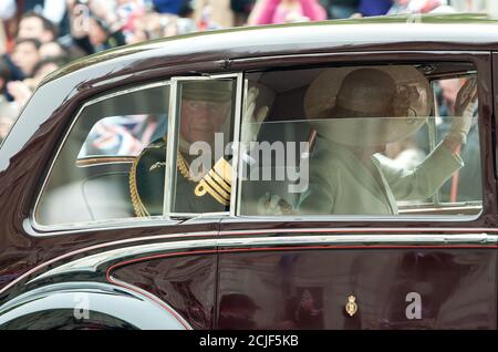 Prince Charles and Camilla Duchess of Cornwall on their way to the wedding of Prince William and Catherine Middleton. 29/4/2011 Picture : Mark Pain