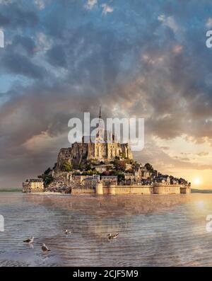 Mont Saint Michel At High Tide In Spring Stock Photo Alamy mont-saint-michel-at-high-tide-in-spring-stock-photo-alamy