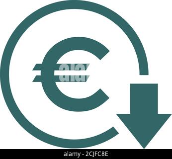 Cost reduction- decrease icon. Vector symbol image isolated on background . Stock Vector