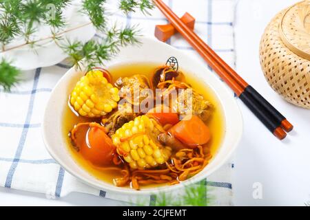 Corn carrots sparerib soup Stock Photo