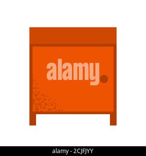 Small wooden cabinet with one door. Vector isolated flat illustration. Stock Vector