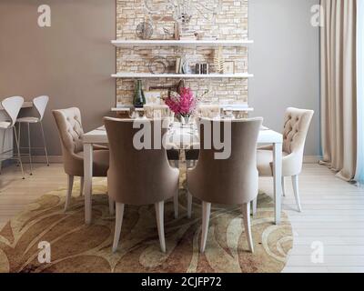 Diner in neoclassical style, 3d images Stock Photo