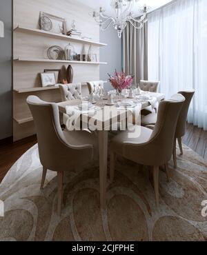 Dining neoclassical style, 3d images Stock Photo