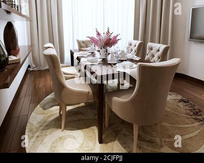 Dining neoclassical style, 3d images Stock Photo