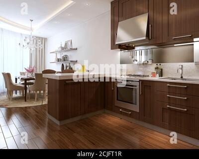 kitchen and diner neoclassical style, 3d images Stock Photo