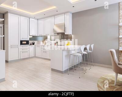 kitchen in modern style, 3d images Stock Photo