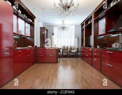 Kitchen in the Art Deco style, 3d images Stock Photo