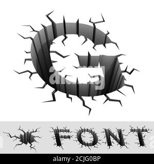 cracked 3d font letter G Stock Photo