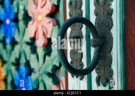 Korean old temple, Korean traditional door Stock Photo