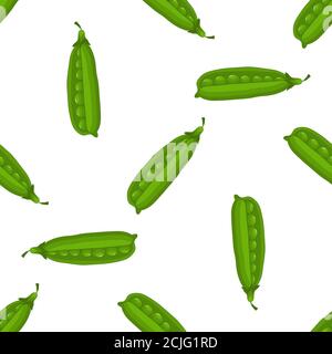 Illustration on theme of bright pattern green peas, vegetable pod for seal. Vegetable pattern consisting of beautiful green peas, many light pod. Simp Stock Vector
