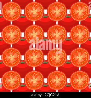 Illustration on theme of pattern red tomato, vegetable ketchup for seal. Vegetable pattern consisting of beautiful red tomato, many ketchup. Simple co Stock Vector