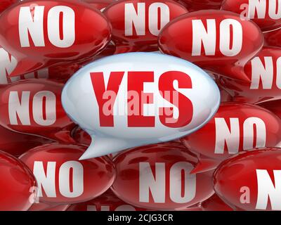 yes no speech bubbles 3d background Stock Photo