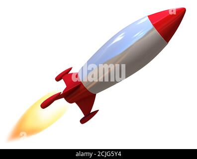 3d rocket isolated on white background Stock Photo