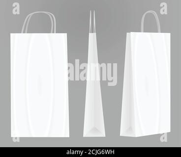 White bottle paper bag template. vector illustration Stock Vector