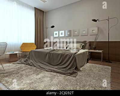 Bedroom contemporary style, 3d images Stock Photo