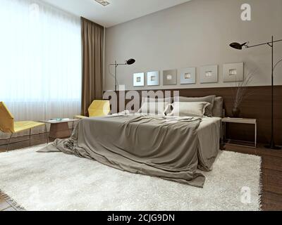 Bedroom high-tech style, 3d images Stock Photo