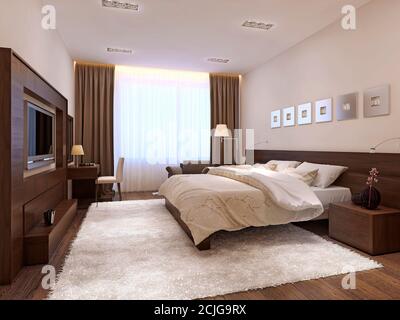 Bedroom interior minimalism style, 3d images Stock Photo