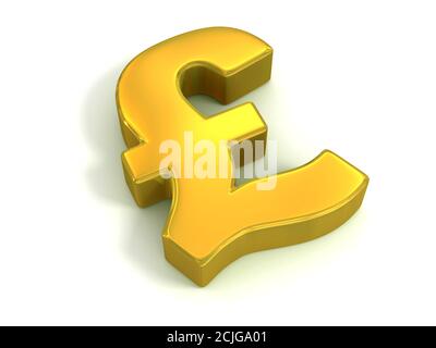 golden British pound symbol isolated on white - currency 3d concept Stock Photo