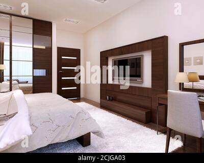 Bedroom interior high-tech style, 3d images Stock Photo