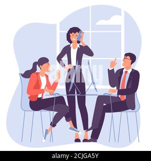 business meeting, negotiation, brainstorming Stock Vector