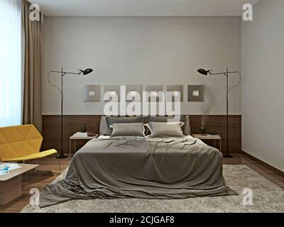 Bedroom contemporary style, 3d images Stock Photo