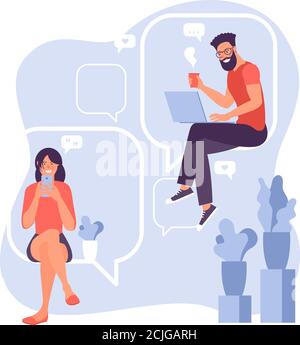 chatting and commenting posts Stock Vector