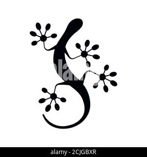 Balck lizard climbing silhouette icon isolated on white background. Stock Vector