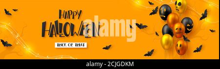 Happy Halloween horizontal banner. Stock Vector