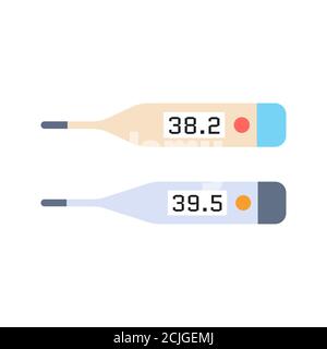 Medical thermometer flat icon isolated on white Stock Vector