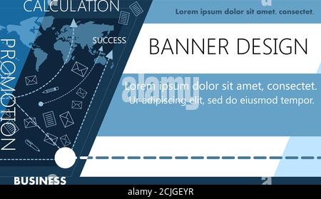 Banner on the topic of business, promotion and services in this area. Vector illustration. Calculation and audit of financial statements. Stock Vector