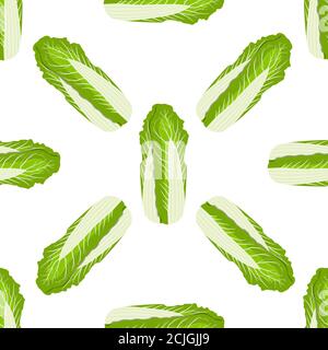 Illustration pattern chinese cabbage, vegetable salad for seal. Vegetable pattern consisting of beautiful chinese cabbage, many salad. Simple colorful Stock Vector