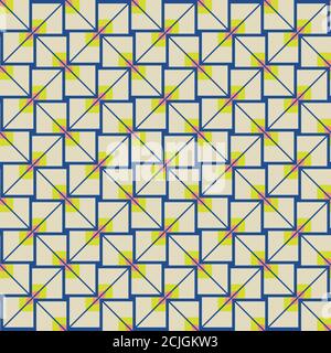 Vector seamless pattern texture background with geometric shapes, colored in blue, green and pink colors. Stock Vector