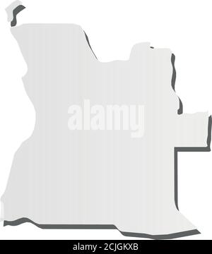 Angola - grey 3d-like silhouette map of country area with dropped ...