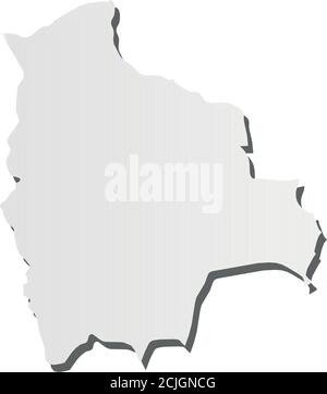 Bolivia - grey 3d-like silhouette map of country area with dropped shadow. Simple flat vector illustration. Stock Vector
