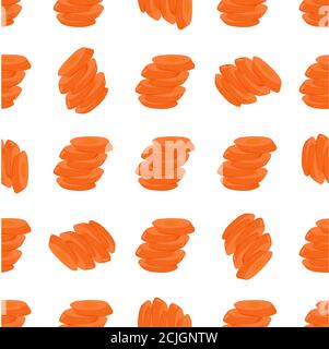 Illustration on theme of bright pattern yellow carrot, vegetable root for seal. Vegetable pattern consisting of beautiful carrot, many plant root. Sim Stock Vector