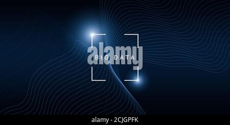 Technology background for big data concept with geometric wave lines over dark background Stock Photo