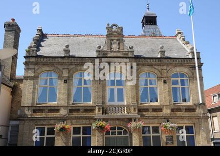 Town Hall , Downham Market, Norfolk, was built in 1887 to commeorate Queen Victoria's Golden Jubilee. Stock Photo