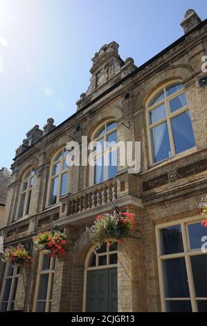 Town Hall , Downham Market, Norfolk, was built in 1887 to commeorate Queen Victoria's Golden Jubilee. Stock Photo