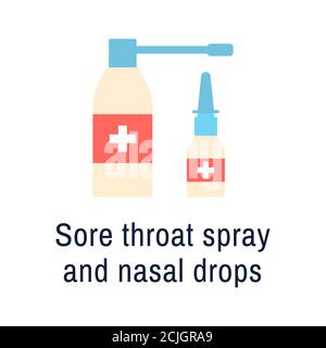 Nasal spray flat icon. Sore throat medicine bottle Stock Vector