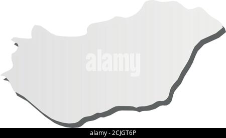 Hungary - grey 3d-like silhouette map of country area with dropped shadow. Simple flat vector illustration. Stock Vector