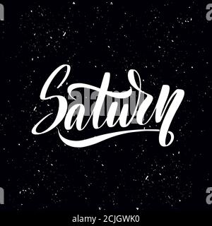 Saturn lettering in modern style. Planet vector typography illustration Stock Vector