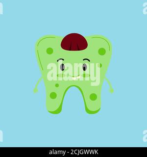 Cute tooth in zombie costume isolated vector icon. Stock Vector
