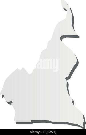 Cameroon - grey 3d-like silhouette map of country area with dropped shadow. Simple flat vector illustration. Stock Vector