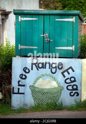 A road-side stall selling eggs in Suffolk, England Stock Photo