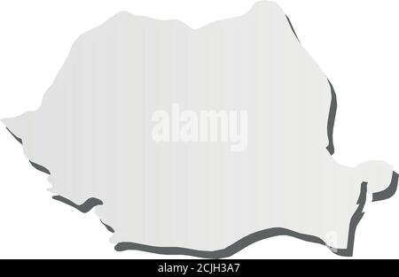Romania - grey 3d-like silhouette map of country area with dropped shadow. Simple flat vector illustration. Stock Vector