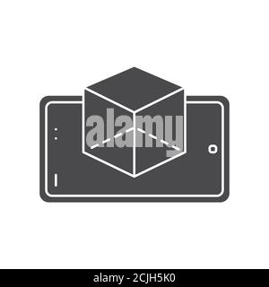 Virtual reality apps black glyph icon. Innovative technology. Pictogram for web page, mobile app. UI UX GUI design element. Stock Vector